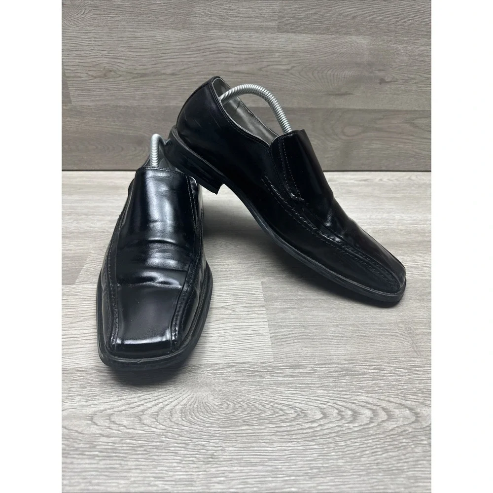 Stacy Adams Black Leather Loafers Slip On Men's Dress‎ Shoes 9.5M  Very Nice